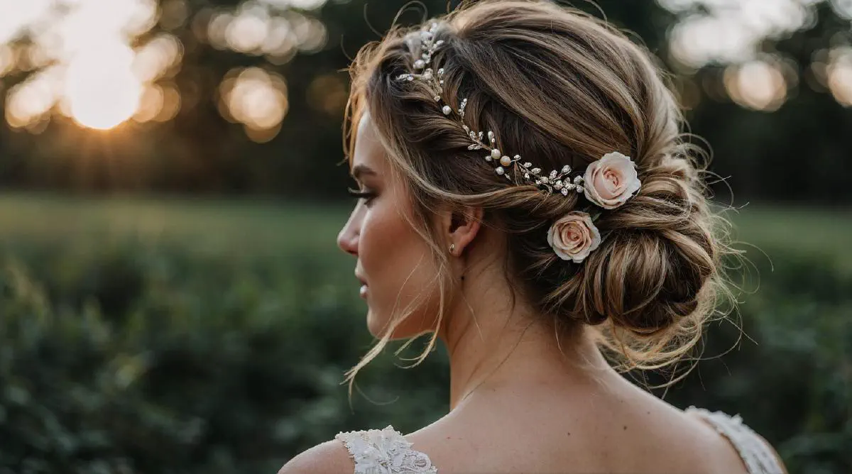 Messy Buns Enhanced with Pearls or Flowers