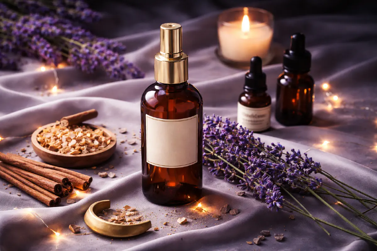 calming DIY hair mist with lavender frankincense and cedarwood for overnight hair repair