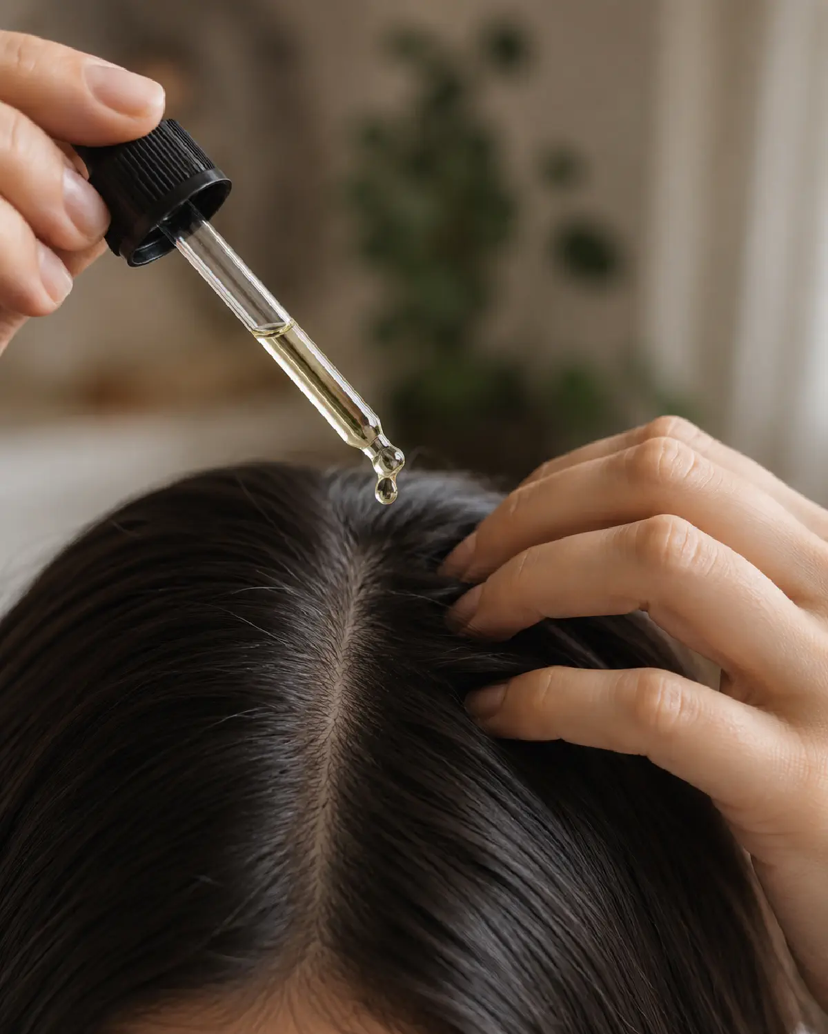 Rosemary oil treatment being applied before a wash