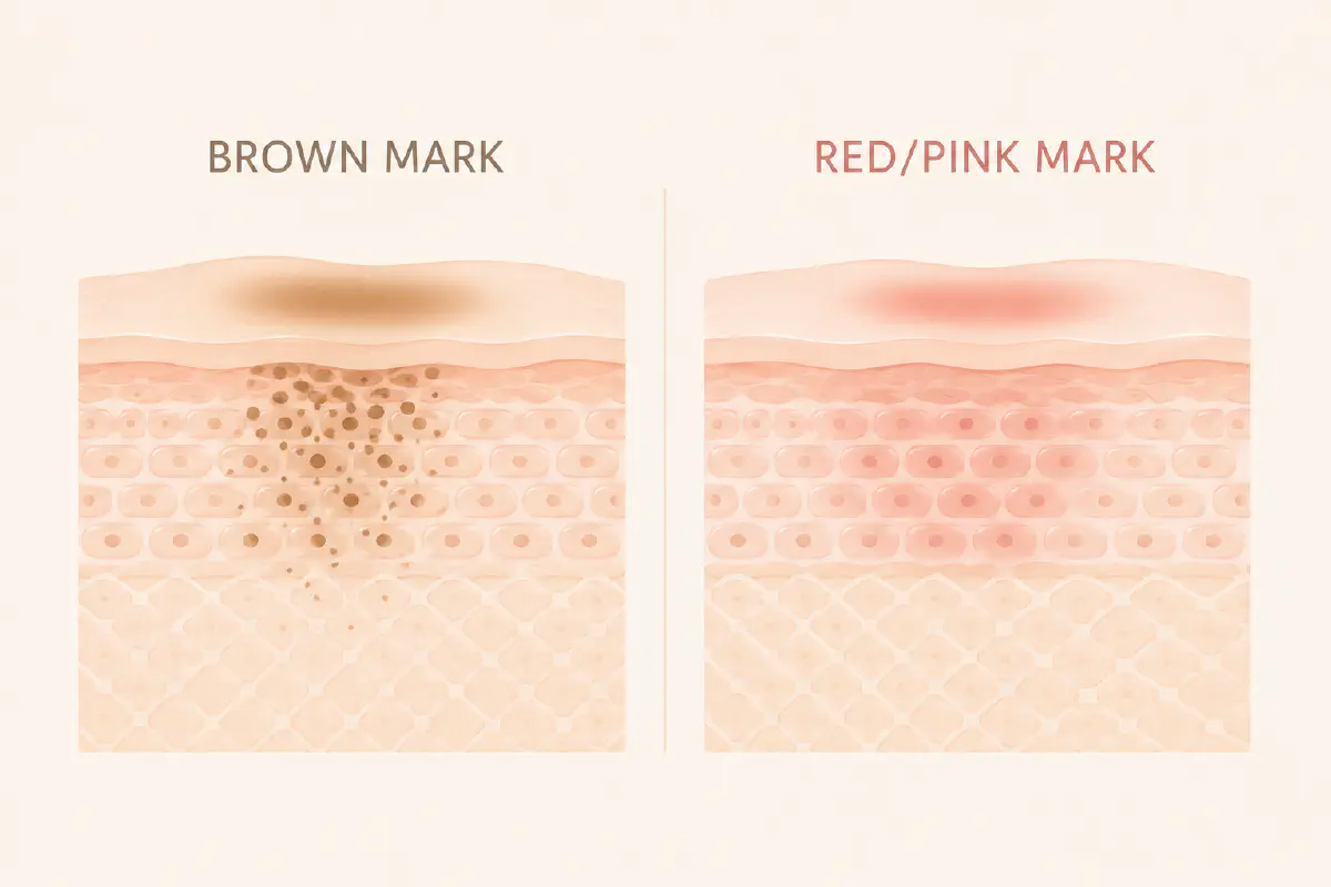 Comparing post-inflammatory hyperpigmentation and erythema