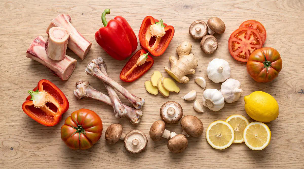 Nutrients that support collagen synthesis in soup form