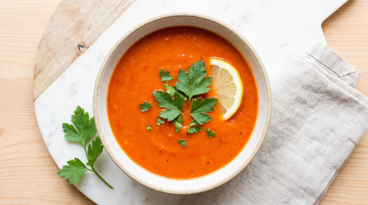 30-minute vitamin C power soup with bell pepper and tomato
