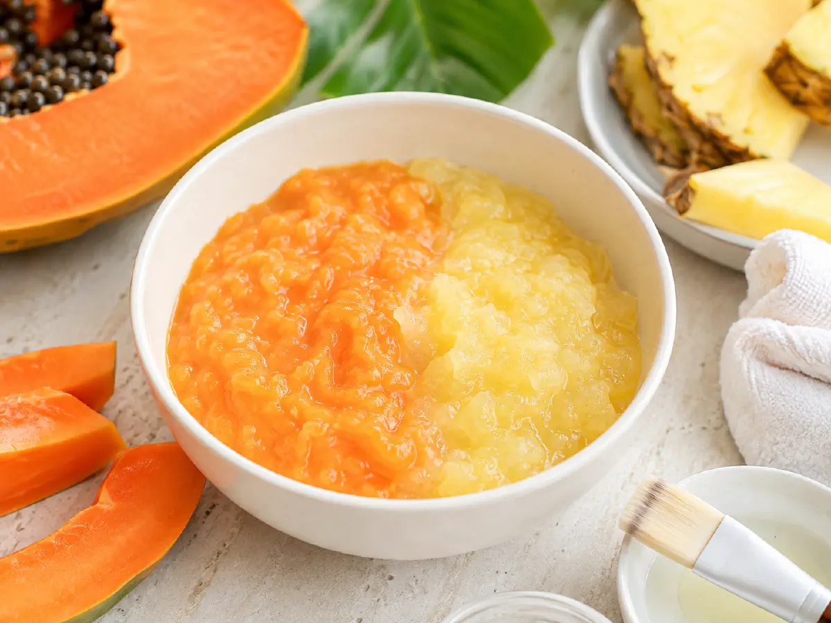 Papaya and pineapple fruit enzyme mask ingredients