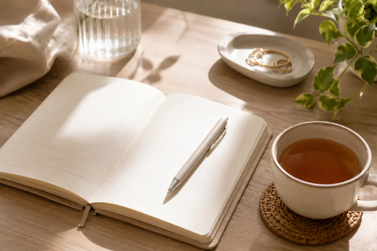A 12-week gut health tracking journal alongside a skincare routine