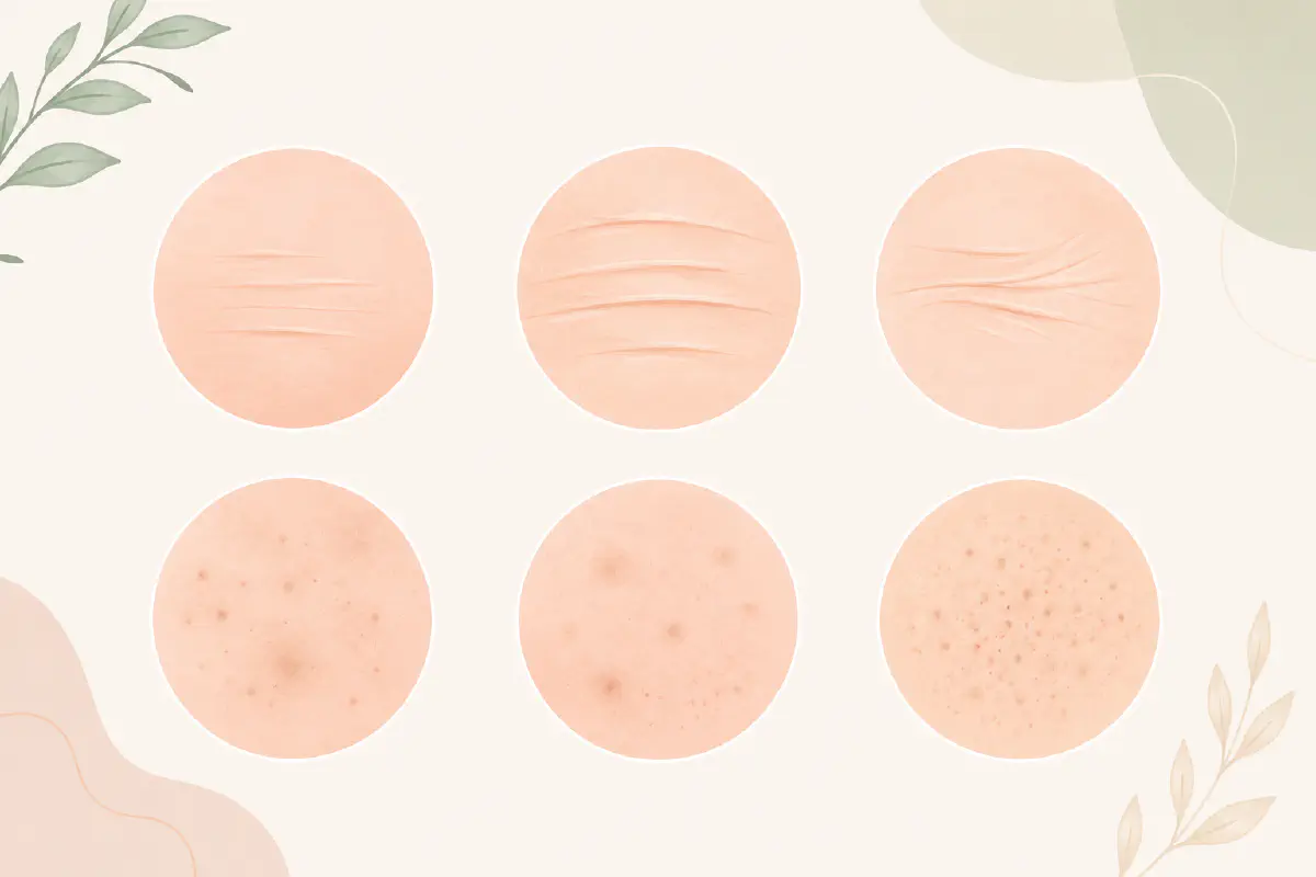 Visible signs of cumulative sun damage on skin